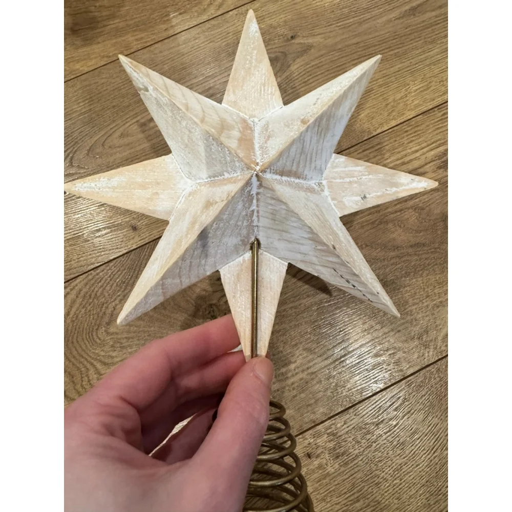 Threshold with Studio McGee White Wood Star Gold Coil Tree Topper One Size